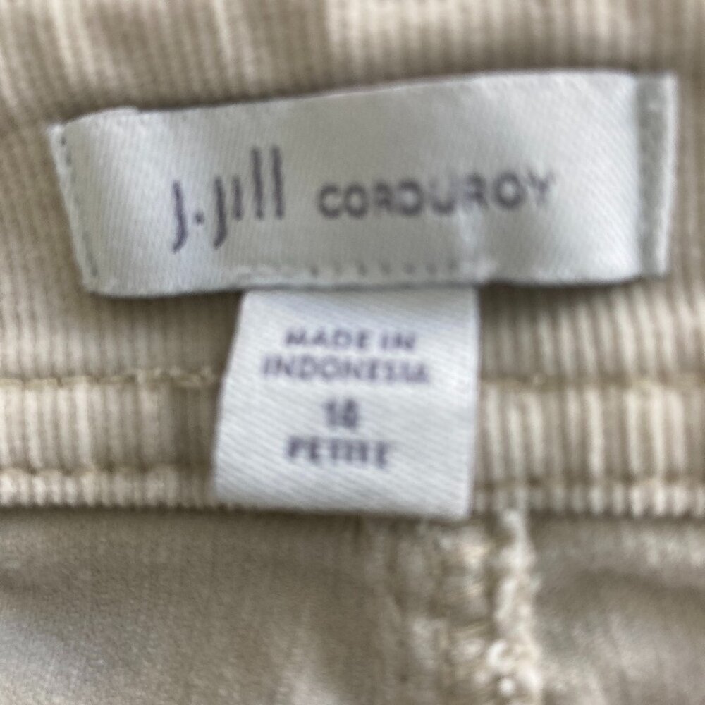J Jill Authentic Fit Slim-Leg Corduroy Pants   - Oatmeal  color Petite 14 - Size